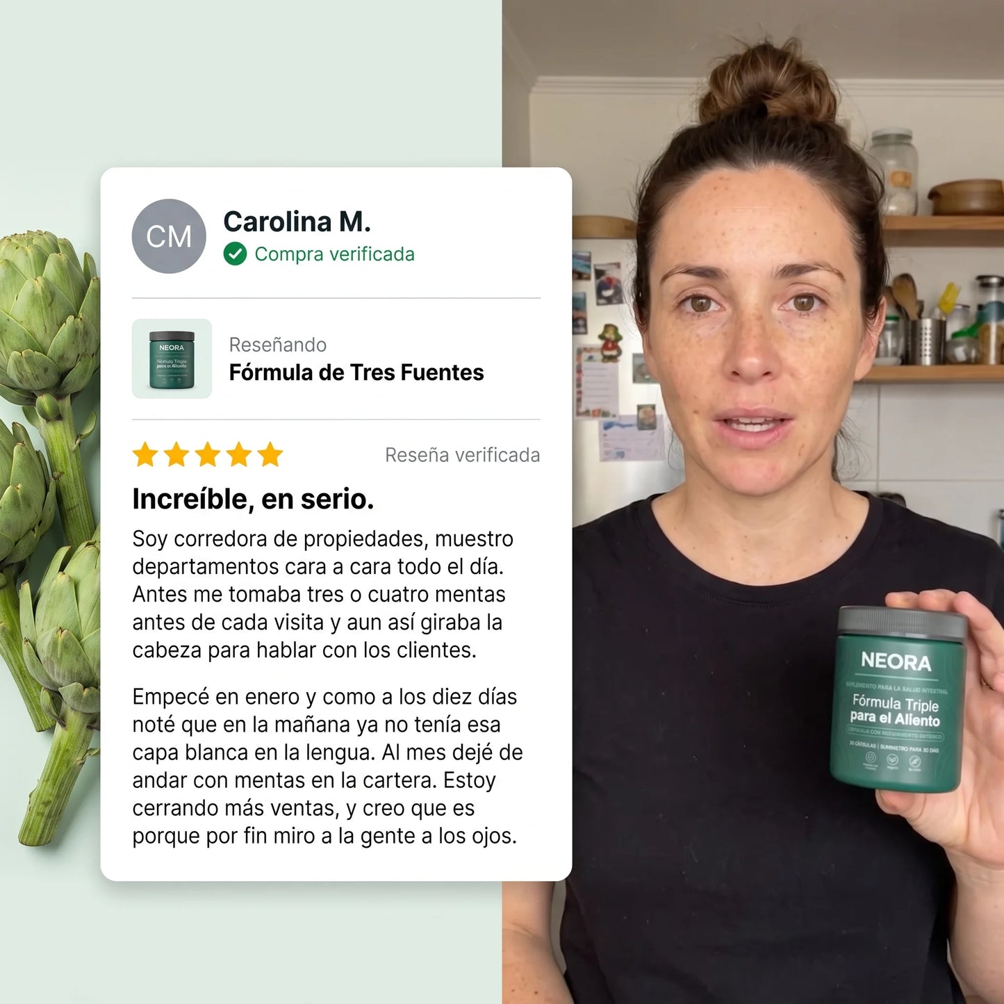Fórmula para el aliento de tres fuentes (intestino · boca · hígado)