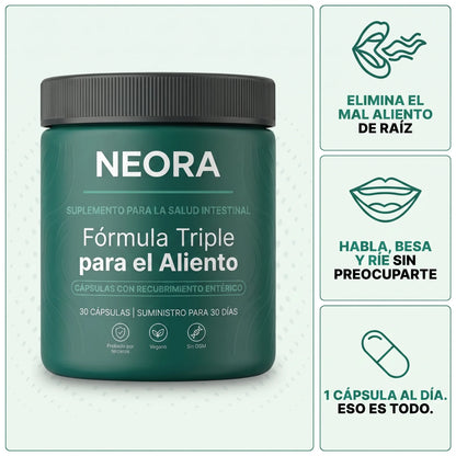 Fórmula para el aliento de tres fuentes (intestino · boca · hígado)